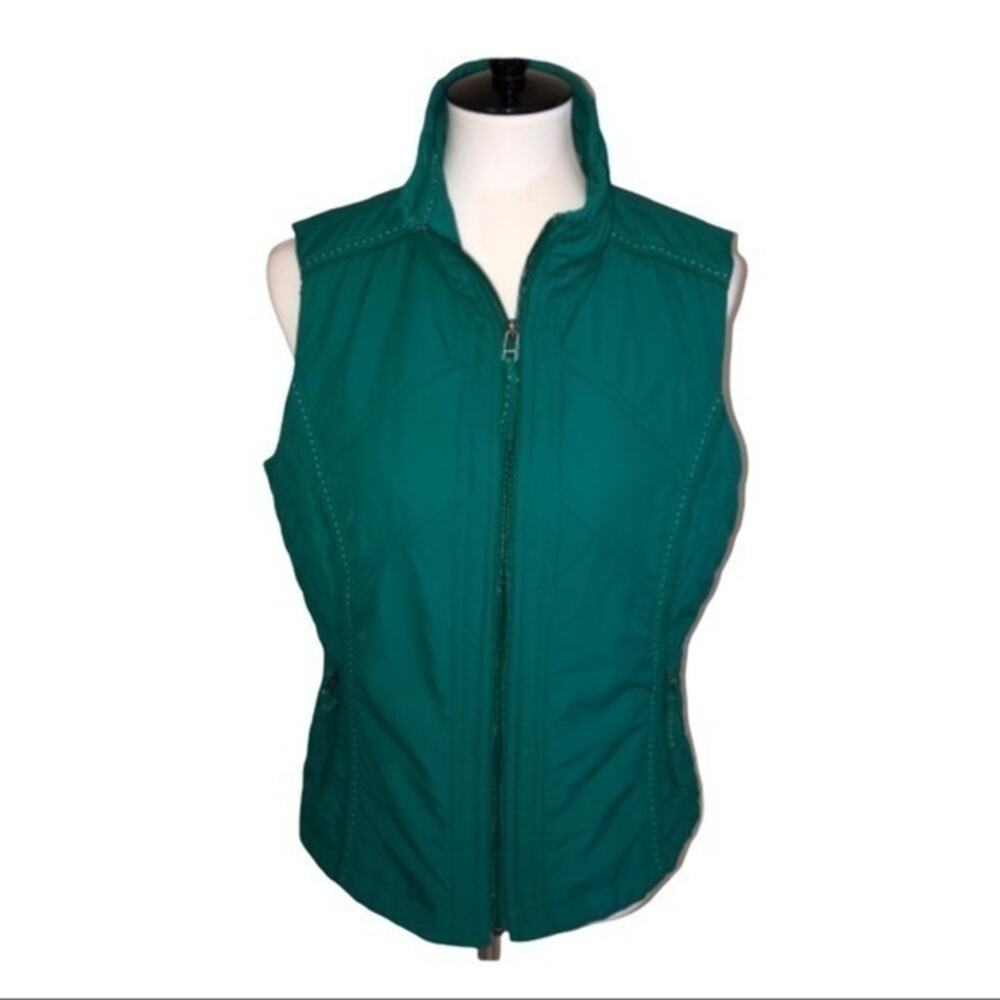 Coldwater Creek Quilted Zippered Vest Size Medium Green